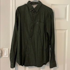 Soft Button Down Collared Shirt. L. Forest Green.